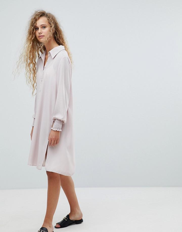 Love Long Sleeve Shirt Dress - Pink