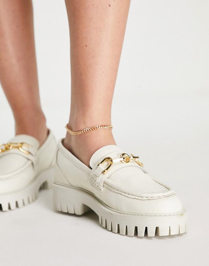 Asra Freya Leather Chunky Flat Shoes In Coconut Cream-white