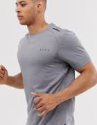 Asos 4505 Running T-shirt With Breathable Mesh Panels And Stepped Hem In Gray - Gray