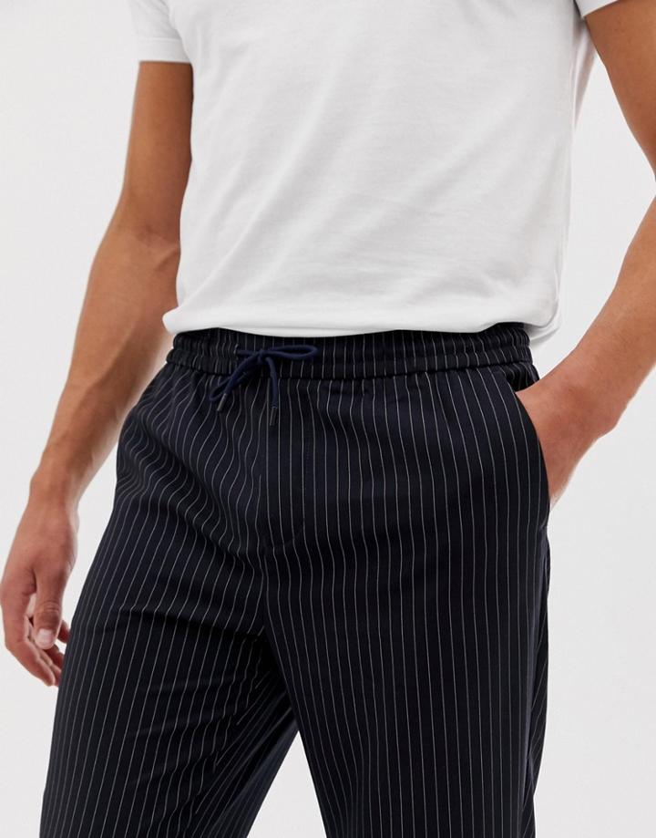 New Look Smart Sweatpants In Navy Pinstripe