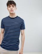 Asos Design Stripe T-shirt In Blue - Navy