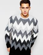 Asos Sweater With Zig Zag Stripe - Multi