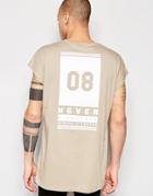 Asos Oversized Sleeveless T-shirt With Number Back Print In Black - Silver Mink
