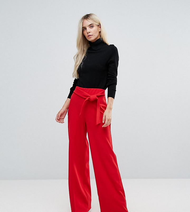 Miss Selfridge Petite Exclusive Wide Leg Pants - Red