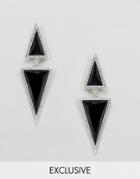 Sacred Hawk Triangle Statement Earrings - Silver