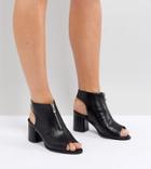 Truffle Collection Wide Fit Zip Front Mid Sandal - Black