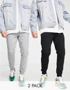 Topman Recycled Polyester Blend Black And Gray Sweatpants Pack - Part Of A Set-multi