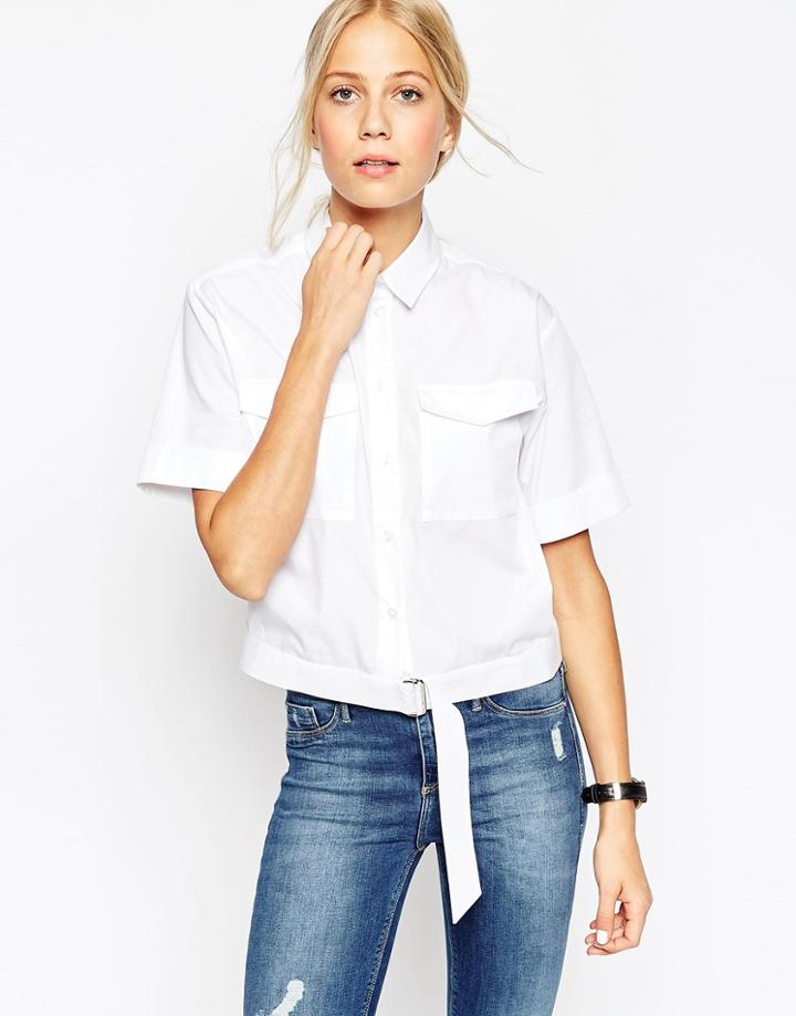 Asos D-ring Detail Shirt - White