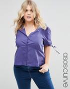 Asos Curve Tie Cuff Blouse - Purple