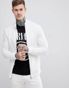 Asos Design Muscle Jersey Track Jacket In White - White