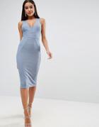 Asos Bandage Bodycon Midi Dress - Blue