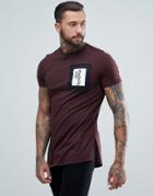 Religion T-shirt With Curved Hem And Praying Skull Patch - Red