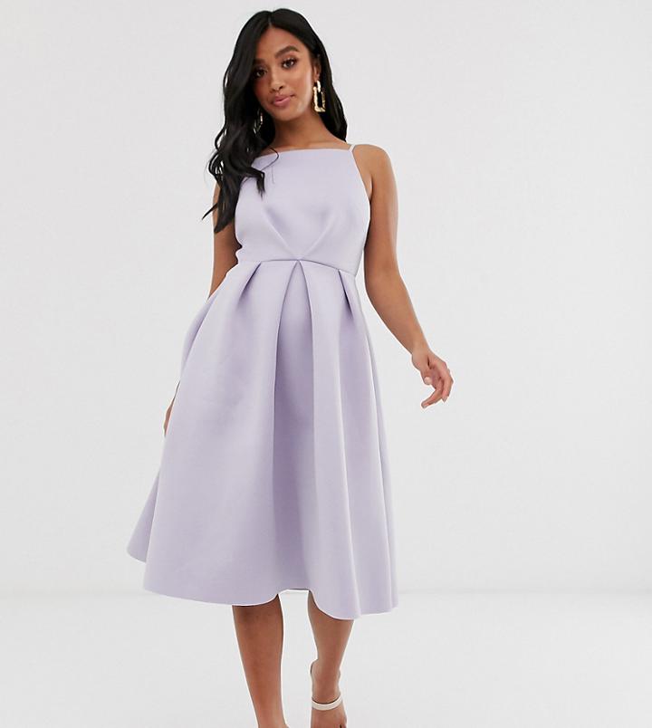 Asos Design Petite Bow Back Midi Prom Dress - Blue