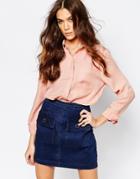 Neon Rose Double Pocket Blouse - Nude
