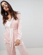 Unique 21 Velvet Blazer With Tie Waist Two-piece - Pink