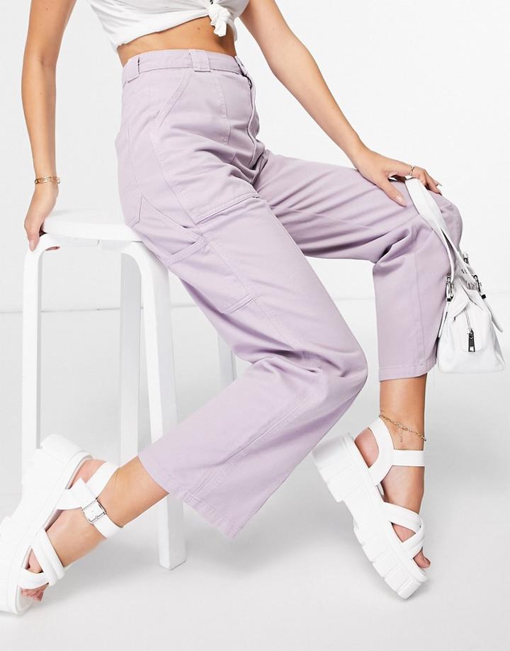 Topshop Carpenter Pant With Seam Detailling In Lilac-purple