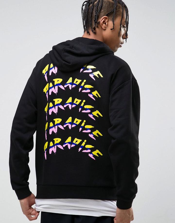 Asos Oversized Hoodie With Back Text Print - Black
