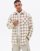 New Look 90's Oversized Long Sleeve Check Shirt In White