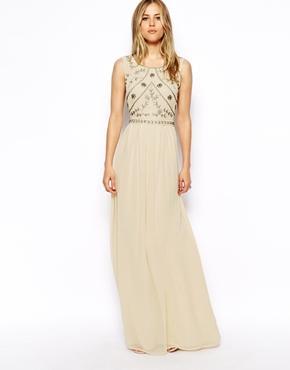 Asos Embellished Shell Maxi Dress - Nude