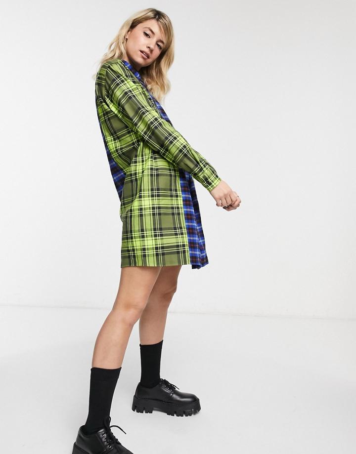 Fred Perry Tartan Shirt Dress In Blue-blues