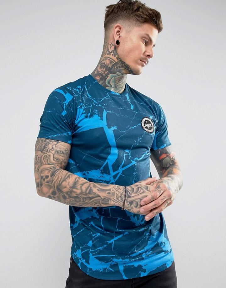 Hype T-shirt In Navy With Marble Print - Navy