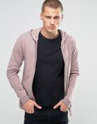 Asos Light Weight Jersey Muscle Zip-up Hoodie In Purple - Pink
