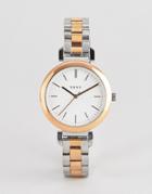 Dkny Ny2585 Ladies Two Tone Watch With White Dial - Multi