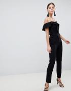 Ax Paris Bardot Tailored Jumpsuit - Black