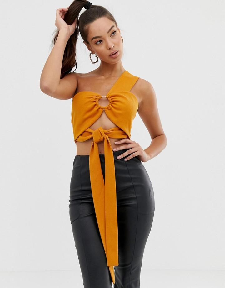 Asos Design Crop Top With Ring Detail - White