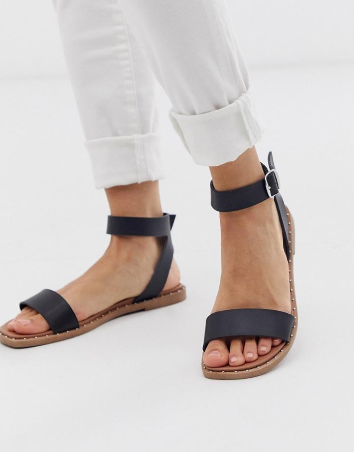 New Look Studded Edge Detail Sandal In Black