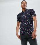 Reclaimed Vintage Inspired Shirt With Colored Polka Dots In Short Sleeve - Black