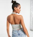 Asyou Zip Detail Extreme Racer Top In Khaki-green
