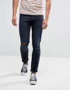 Lee Luke Skinny Jeans Rip & Repair Blue Overdye - Navy