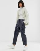 Weekday Patent Pants In Navy - Navy