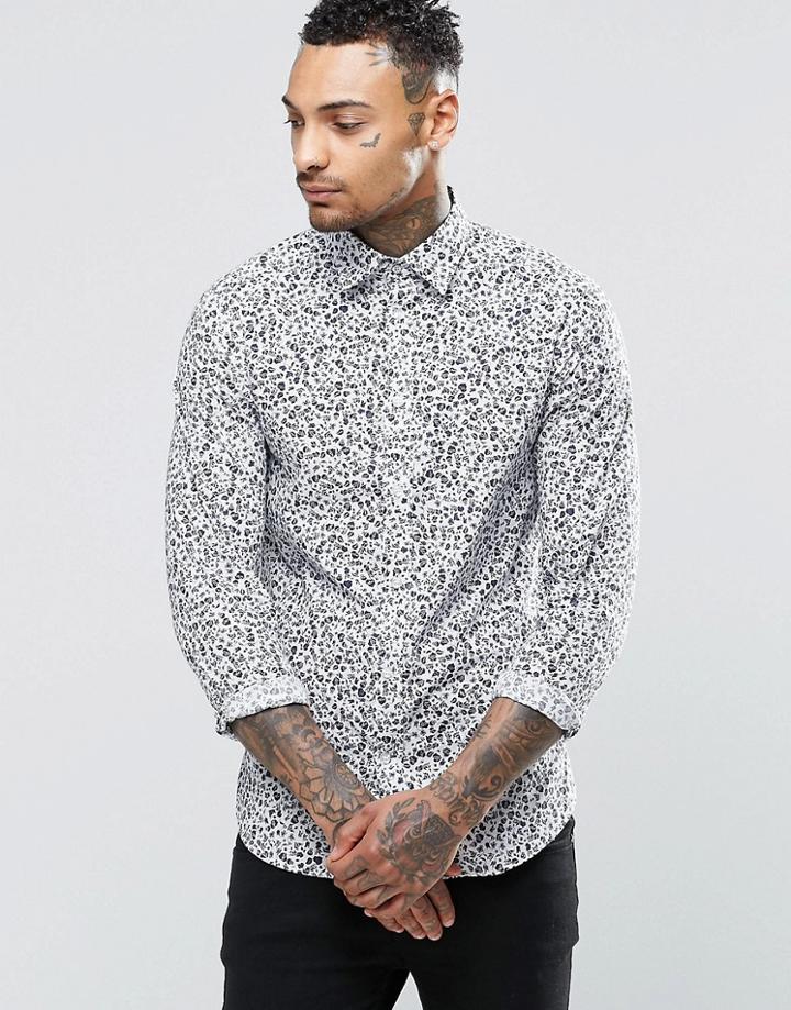 Diesel S-blu Floral Skull Print Shirt - White