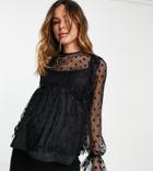 River Island Maternity Sheer Smock Top In Black