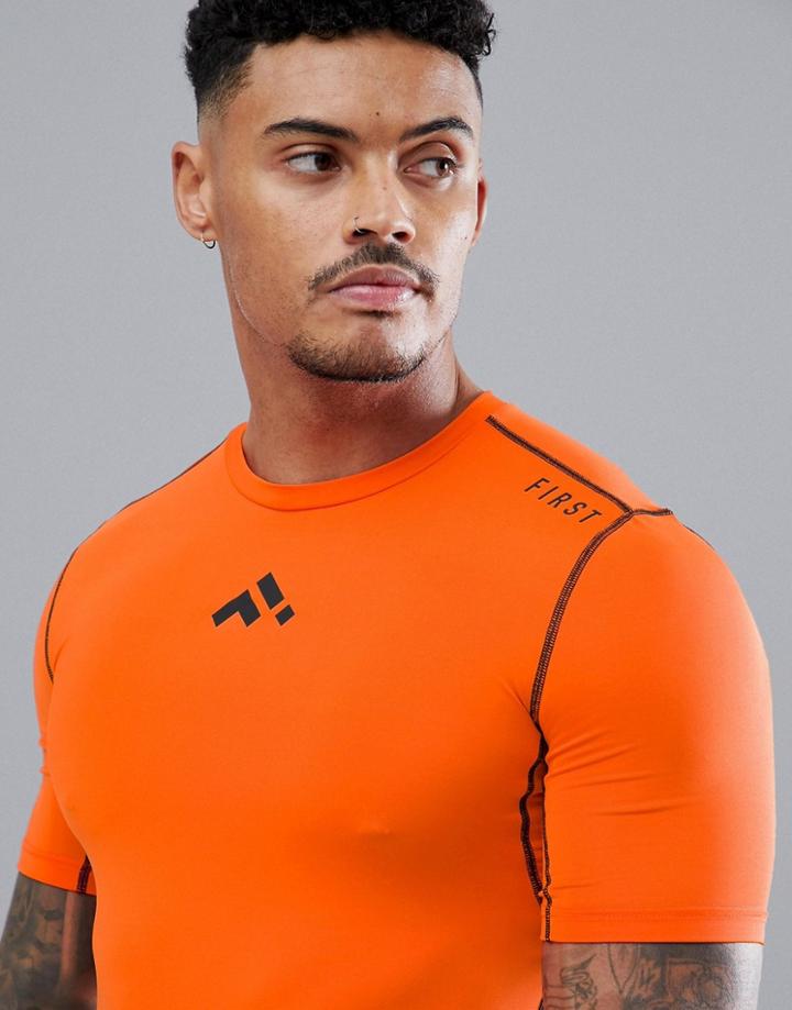 First Baselayer T-shirt In Orange - Orange