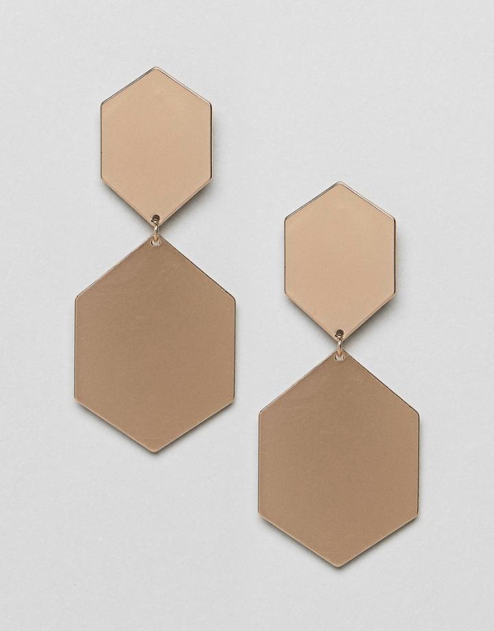 Asos Hexagon Shape Drop Earrings - Gold