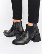 Sol Sana Libby Stud Leather Heeled Ankle Boots - Black