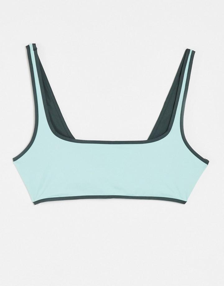 Weekday Sand Recycled Bikini Top In Light Turquoise-green