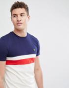 Lyle & Scott Cut & Sew Color Block T-shirt In White/navy/red - White