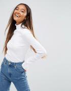 Asos Top With Turtleneck And Ruffle Sleeve - White