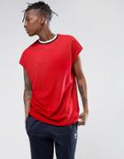 Asos Oversized Sleeveless T-shirt With Contrast Ringer In Red - Red