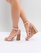 Asos Design Tilbury Satin Block Heel Sandals - Pink