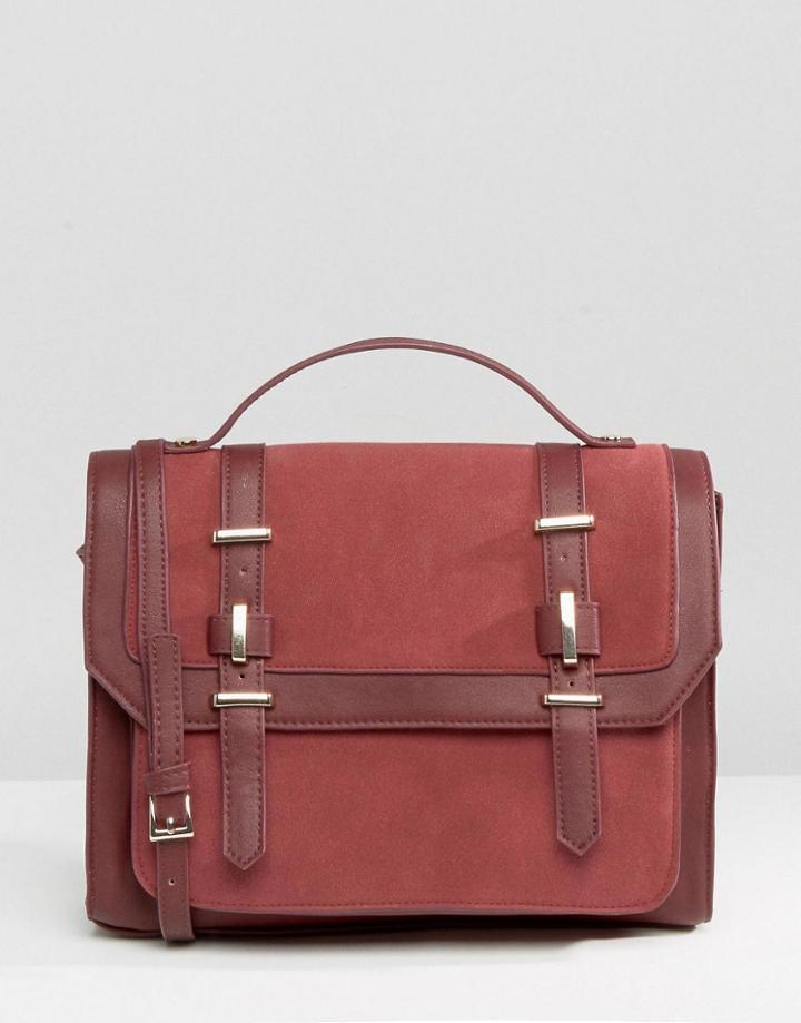 Asos Metal Trim Satchel Bag - Oxblood