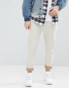 Asos Tapered Jeans In Ecru Nep - White