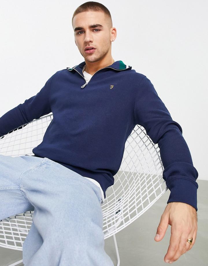 Farah Half Zip Sweatshirts In Navy