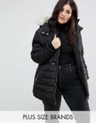 New Look Curve Faux Fur Glam Padded Jacket - Black
