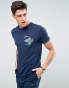 Produkt T-shirt With Contrast Printed Pocket - Navy