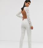 Asos Edition Tall Sequin Cutwork Jumpsuit With Open Back-multi